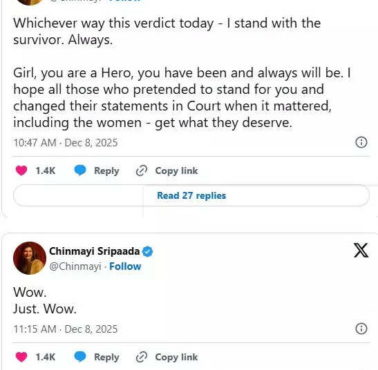 Parvathy Thiruvothu, Chinmayi Sripaada, Rima Kallingal e outros REAGEM FORTEMENTE quando Dileep é absolvido em um caso de agressão sexual em 2017: 'Que justiça?' |