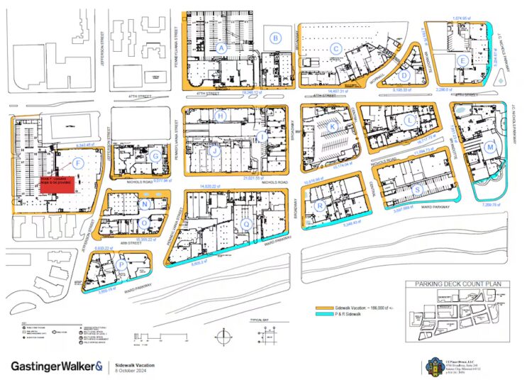 KANSAS CITY, Missouri - Um mapa fornecido por Gastinger Walker mostra as calçadas dos proprietários do...
