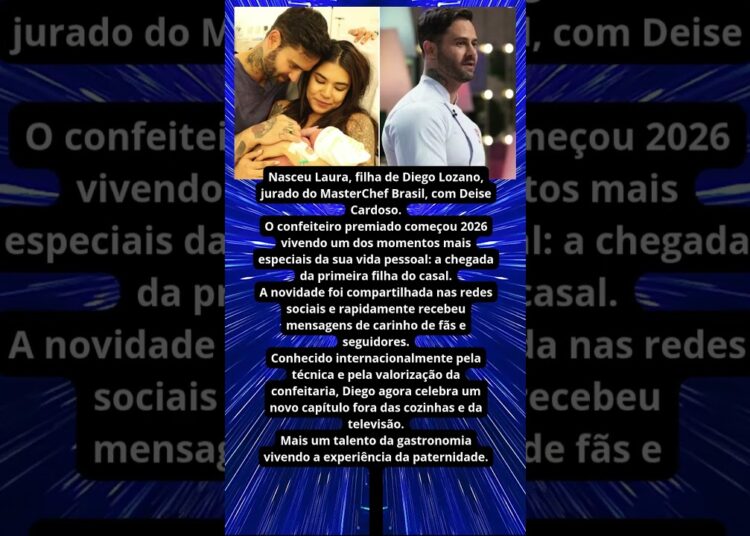 NASCE FILHA DE DIEGO LOZANO, JURADO DO MASTERCHEF BRASIL