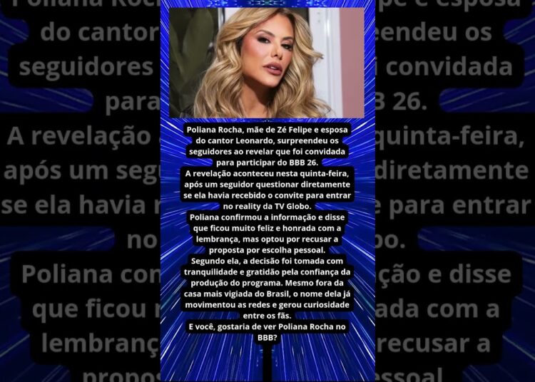 POLIANA ROCHA REVELA QUE FOI CONVIDADA PARA O BBB 26,