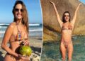 Alessandra Ambrósio aproveita o sol em biquíni xadrez pequenino durante fuga brasileira