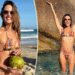 Alessandra Ambrósio aproveita o sol em biquíni xadrez pequenino durante fuga brasileira