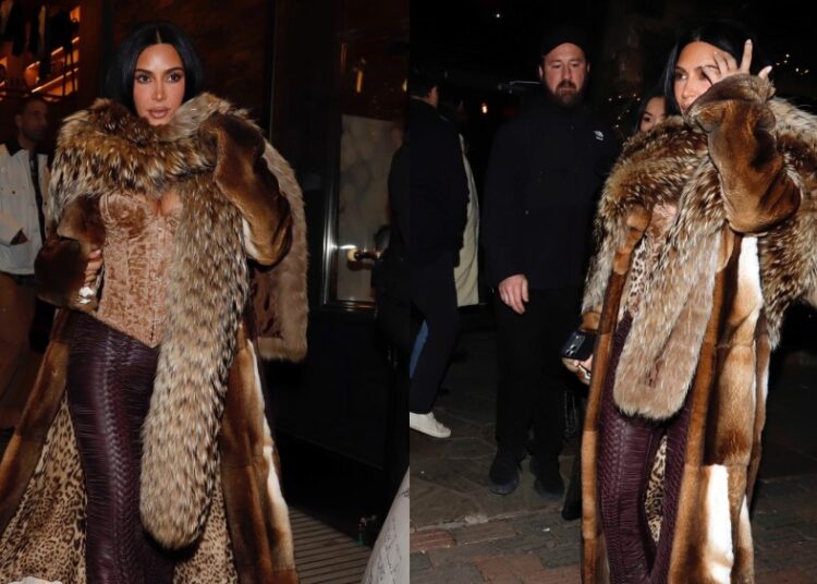 Kim Kardashian se inclina para texturas de inverno em Aspen no dia de ano novo