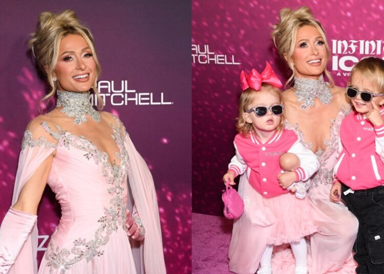 Paris Hilton fica rosa com vestido Tony Ward para estreia de 'Ícone Infinito'