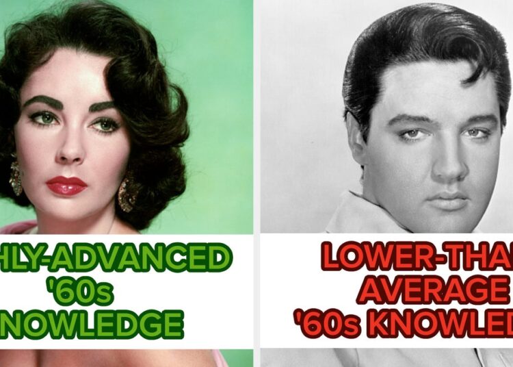 Questionário cronometrado de curiosidades sobre celebridades dos anos 1960