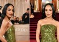 Tessa Thompson usa Balenciaga no tapete vermelho do Globo de Ouro de 2026