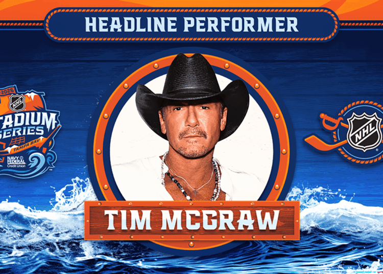 Tim McGraw será a atração principal do entretenimento da NHL Stadium Series 2026 em Tampa