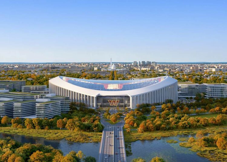 Washington Commanders e HKS revelam representações iniciais do novo estádio de classe mundial