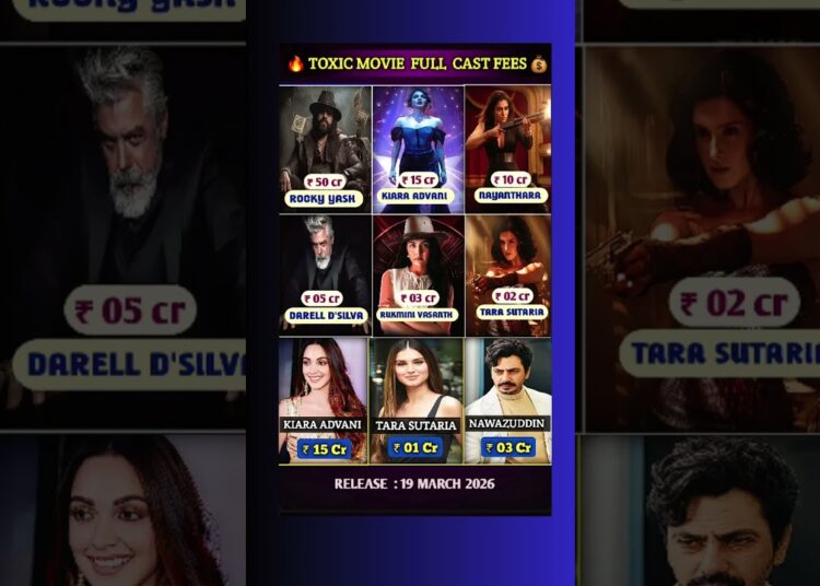 Toxic movie cast fees Revealed!💸| Yash, Kiara, Nayanthara | #yash #actorsalary #toxic #toxic
