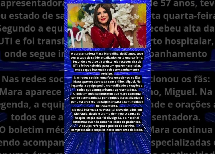 MARA MARAVILHA DEIXA A UTI, RECEBE VISITA DO FILHO, MAS SEGUE INTERNADA