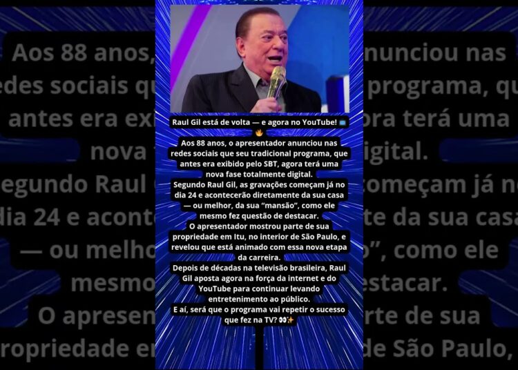 RAUL GIL ANUNCIA PROGRAMA NO YOUTUBE DIRETO DE SUA MANSÃO