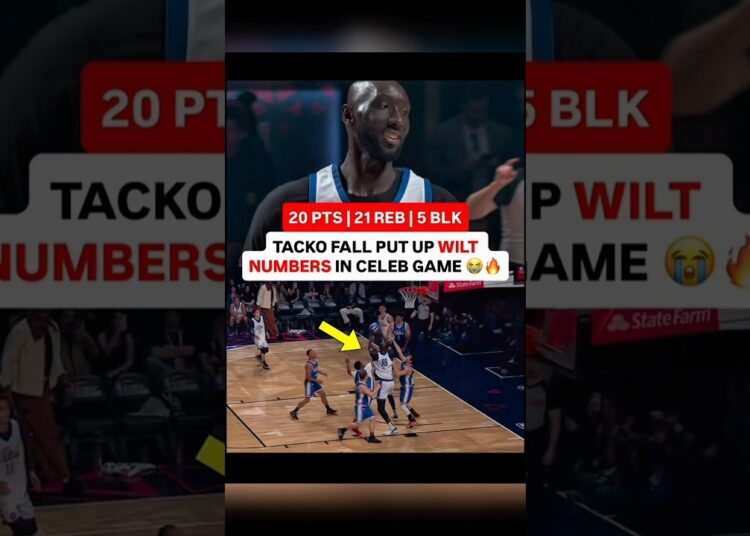 8FT TACKO FALL IS A CHEAT CODE IN THE CELEBRITY ALL STAR GAME 😭🤣🤣#shorts #nba #nbahighlights