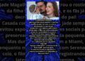 JADE MAGALHÃES MOSTRA PARTE DO ROSTO DA FILHA