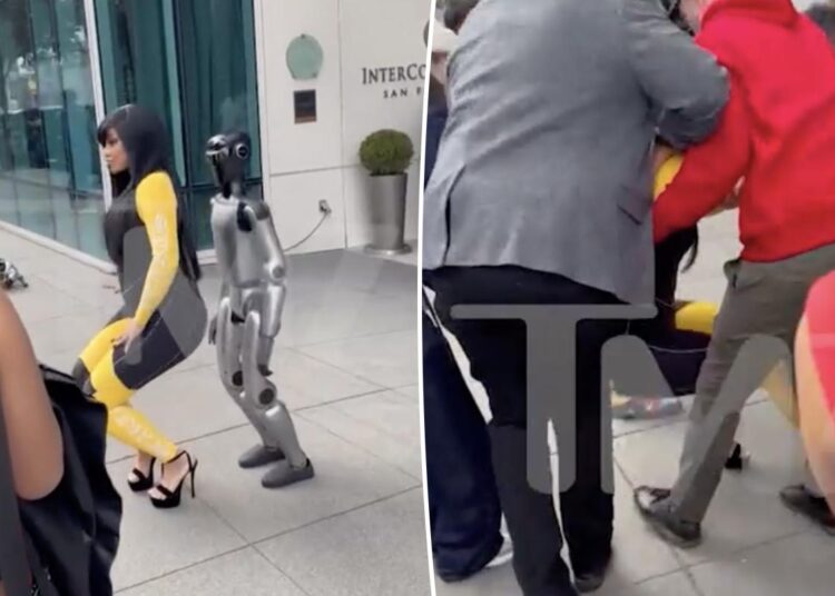 Cardi B cai ao dar uma dança erótica em um robô