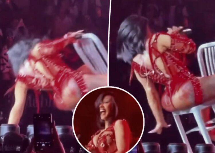 Cardi B cai da cadeira durante turnê de 'Little Miss Drama'