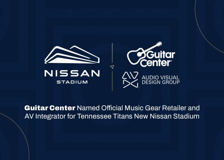 Guitar Center nomeada varejista oficial de equipamentos musicais e integradora AV do novo Nissan Stadium do Tennessee Titans