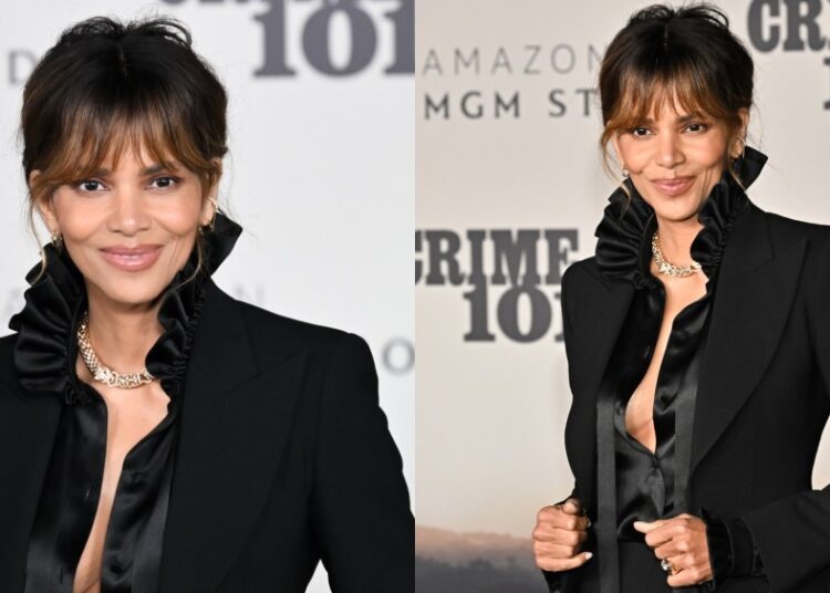 Halle Berry veste Gucci para estreia de 'Crime 101' em Los Angeles