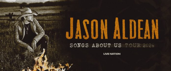 Jason Aldean anuncia a turnê de verão de 2026 de 'Songs About Us' e lança três novas faixas do próximo álbum 'Songs About Us'