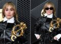 Miley Cyrus usa terno Celine preto e broche enorme para o Grammy de 2026