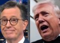 O público de Colbert explode depois que ele dá a Trump um lembrete de Epstein
