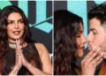 Priyanka Chopra cumprimenta com namastê e dá um beijo com Nick na estreia de The Bluff