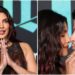Priyanka Chopra cumprimenta com namastê e dá um beijo com Nick na estreia de The Bluff