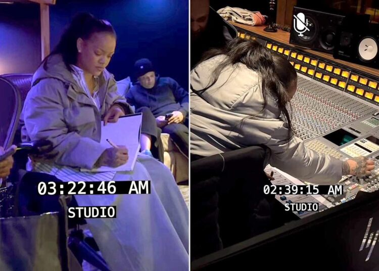 Rihanna provoca novas músicas ao revelar que está no estúdio durante um vislumbre de um dia em sua vida