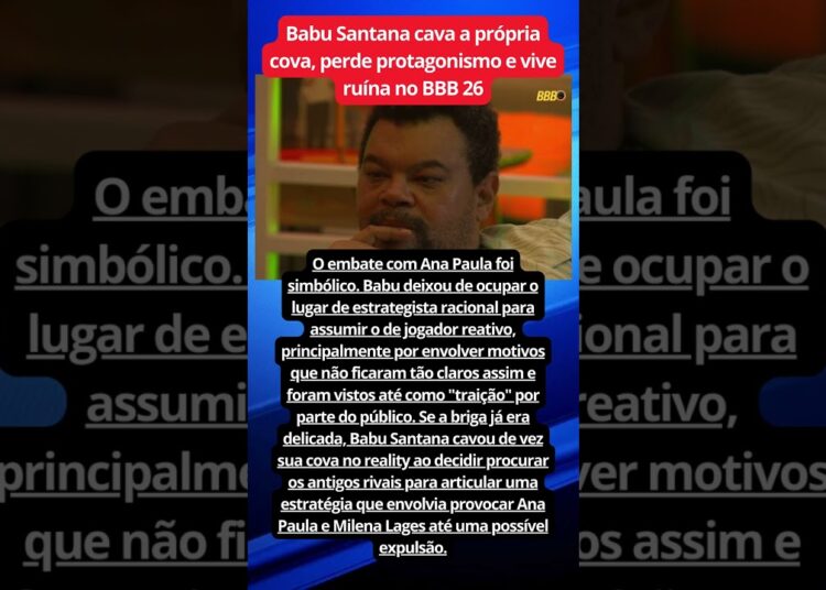 Babu Santana cava a própria cova, perde protagonismo e vive ruína no BBB 26  #noticiafamosos #fofoca