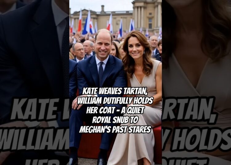 Kate Weaves Tartan, William Dutifully Holds Her Coat #camilla #meghan #royal #kate #william #charles
