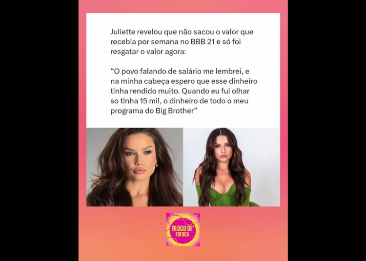 #juliette  revelou que só foi resgatar agora o valor que  recebia por semana no #bbb21 . #fofocas