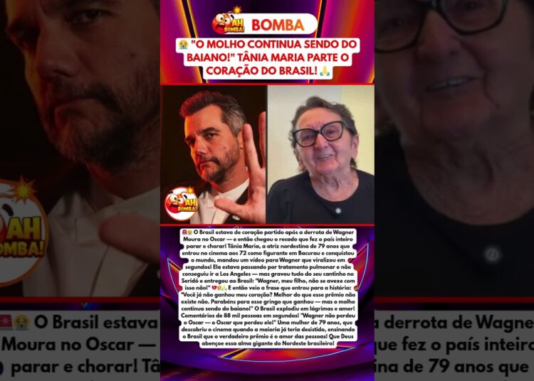 TÂNIA MARIA MANDA RECADO QUE FEZ O BRASIL INTEIRO CHORAR APÓS DERROTA DE WAGNER NO OSCAR!