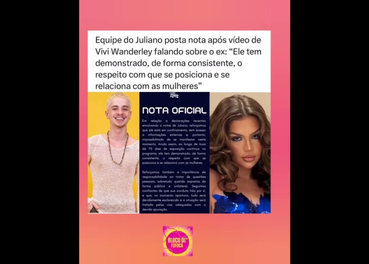 Equipe do #julianofloss posta nota após exposed de #viviwanderley . #fofoca #fofocas
