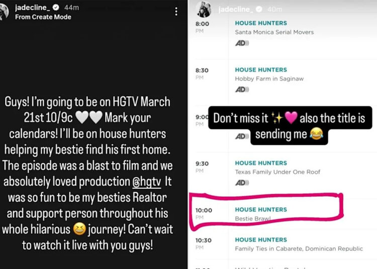 A estrela de “Teen Mom” Jade Cline aparecerá em “House Hunters” como uma corretora de imóveis ajudando sua ‘melhor amiga’ a comprar uma casa