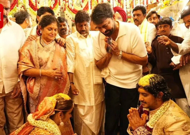 Chiranjeevi agracia o casamento do filho do deputado CM Bhatti Vikramarka de Telangana; Megastar abençoa o recém-casado em Hyderabad | Notícias de filmes em telugu