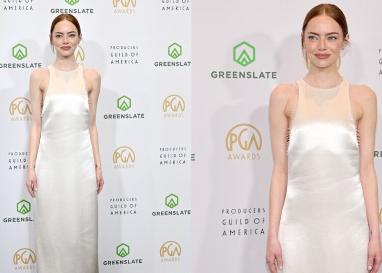 Emma Stone veste Calvin Klein no Producers Guild Awards 2026