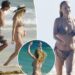 Heather Graham, 56, dá um mergulho em um biquíni listrado durante uma escapadela no México