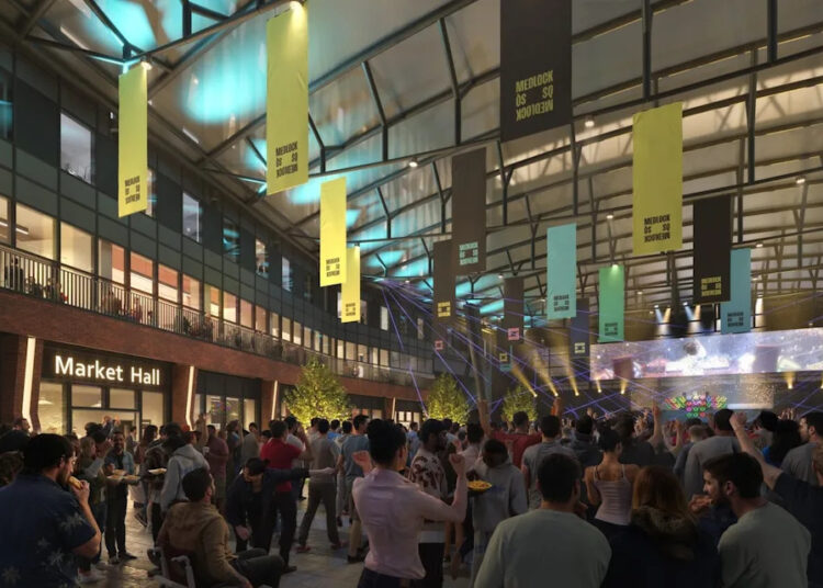 Primeiro, dê uma olhada na inauguração do novo centro de entretenimento próximo ao Etihad Stadium