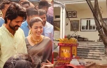 Vijay Deverakonda e Rashmika Mandanna realizaram o gruhapravesam em sua nova casa.