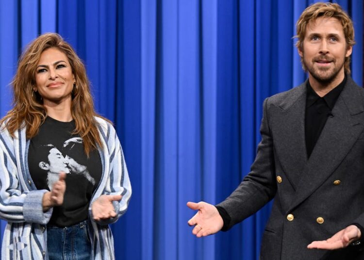 Ryan Gosling e Eva Mendes aparecem juntos no 'The Tonight Show'
