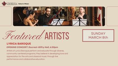 School of Music anuncia simpósio de música barroca com duração de uma semana, de 8 a 13 de março de 2026