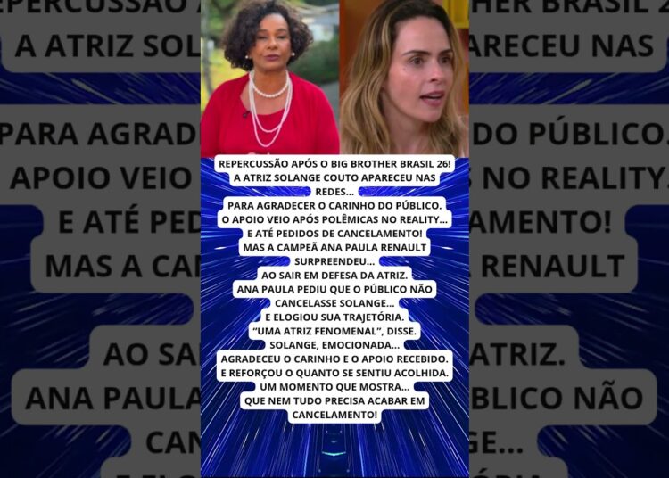 ANA PAULA PEDE PARA NÃO CANCELAREM SOLANGE COUTO