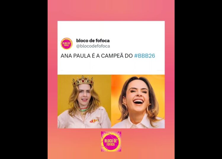 #anapaularenault é a campeã do #bbb26 .#fofocas #fofoca