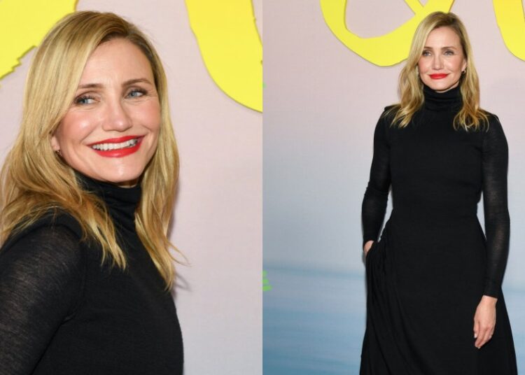 Cameron Diaz usa vestido Fforme para estreia de 'Outcome' em Nova York