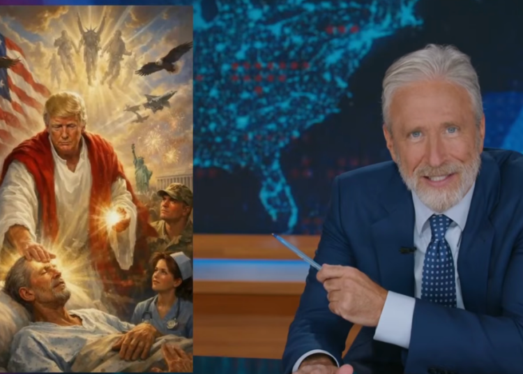 Jon Stewart brinca sobre seu papel na foto de Jesus de Trump