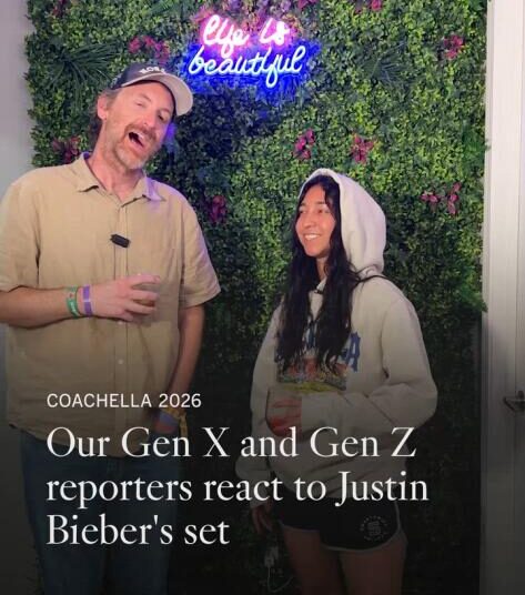 Justin Bieber (e seu laptop) são a atração principal do Coachella Night 2
