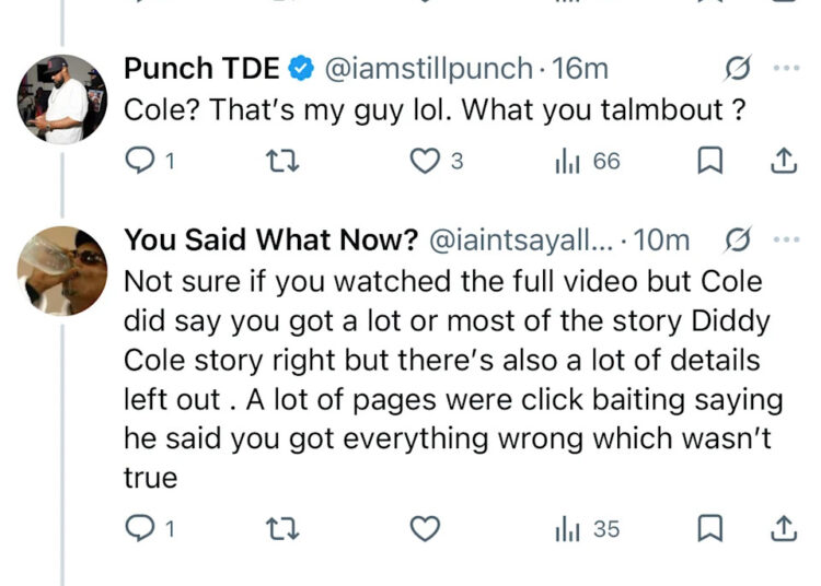 Punch responde depois que J. Cole afirma que sua história de Diddy Fight de 2013 está com “detalhes faltando”