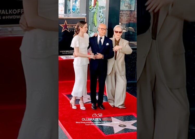 Meryl Streep arrived to celebrate Emily Blunt and StanleyTucci’s Walk of Fame ceremony. ⭐️🤩⭐️