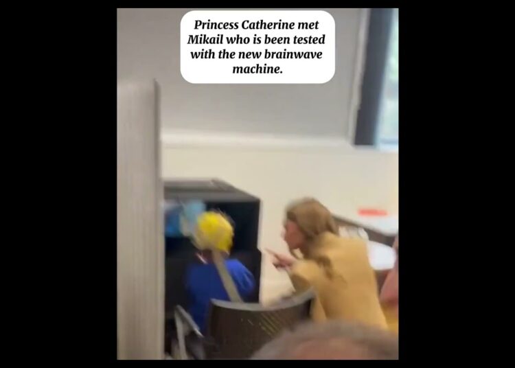 Princess Catherine met Mikail who is been tested with the new brainwave machine.