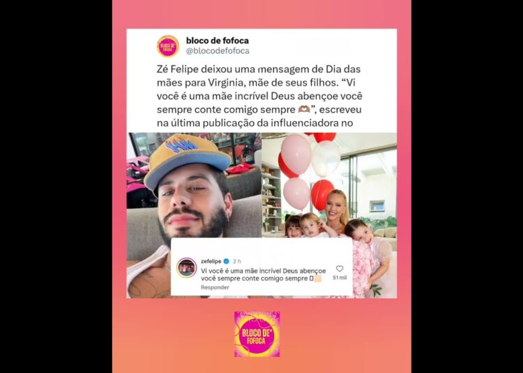 #zefelipe deixou uma mensagem de Dia das mães para Virginia, mãe de seus filhos. #fofoca