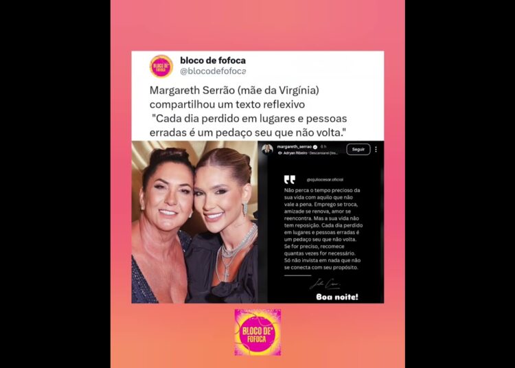 #margarethserrao  (mãe da #virginia ) compartilhou um texto reflexivo.